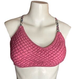 Xhilaration Crochet Bikini Top Pink D/DD